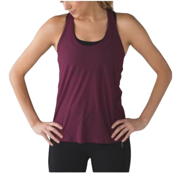 Lululemon Tranqui Tank Mesh Open Back Top Red Grape - Picture 9 of 10
